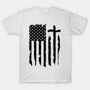 Cross Cut Into American Flag T-Shirt