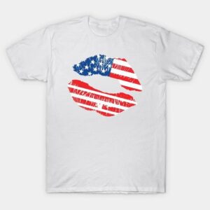 American Flag Kissed Lips T-Shirt