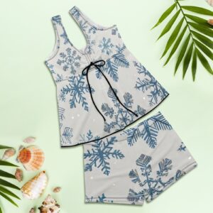 Gentle Blue Snowflake Short Jumpsuit - Image 4