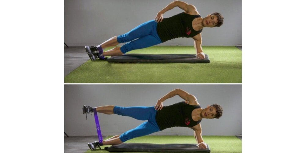 Resistance band side plank