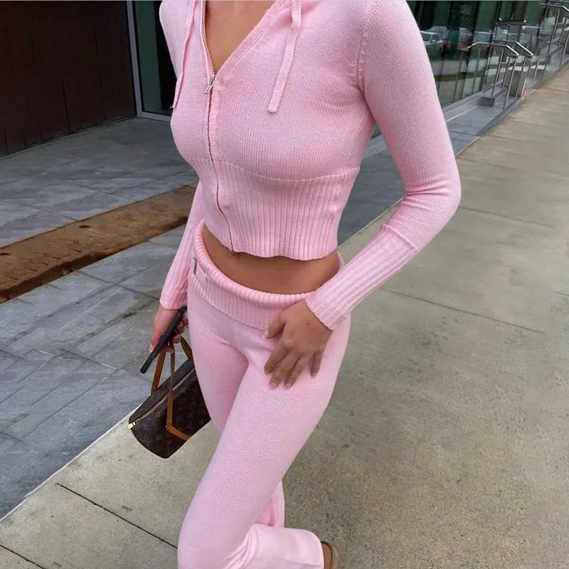 Knitted-2-Piece-Sets-Women-Tracksuit-Long-Sleeve-Zipper-Hooded-Sweater-Crop-Top-Flare-Pants-Stretch-1
