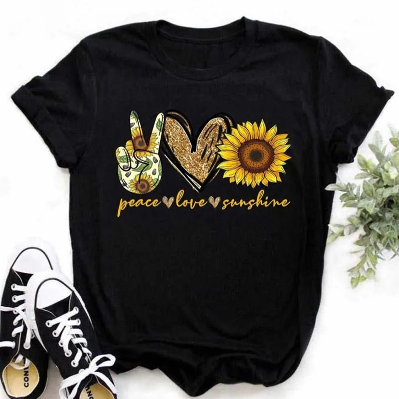 Maycaur-Women-s-T-shirt-Casual-Kawaii-Sunflower-Butterfly-Pattern-Print-Tshirt-Comfortable-Casual-Women-s-3
