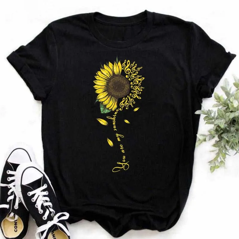Maycaur-Women-s-T-shirt-Casual-Kawaii-Sunflower-Butterfly-Pattern-Print-Tshirt-Comfortable-Casual-Women-s-5