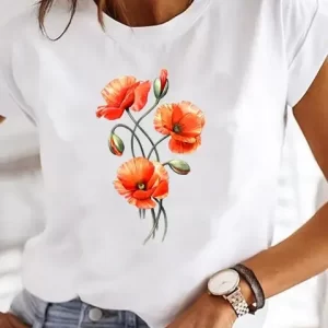 Love Pattern Printed, Casual Short-Sleeved T-Shirt - Image 4