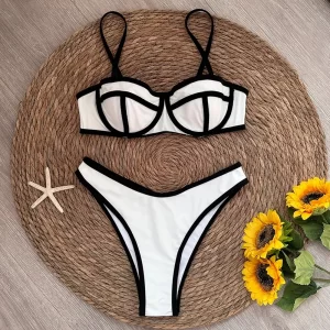 Splicing Micro Brazilian Halter Thong Bikini - Image 3