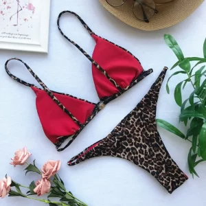 Leopard String Thong Bikini - Image 5