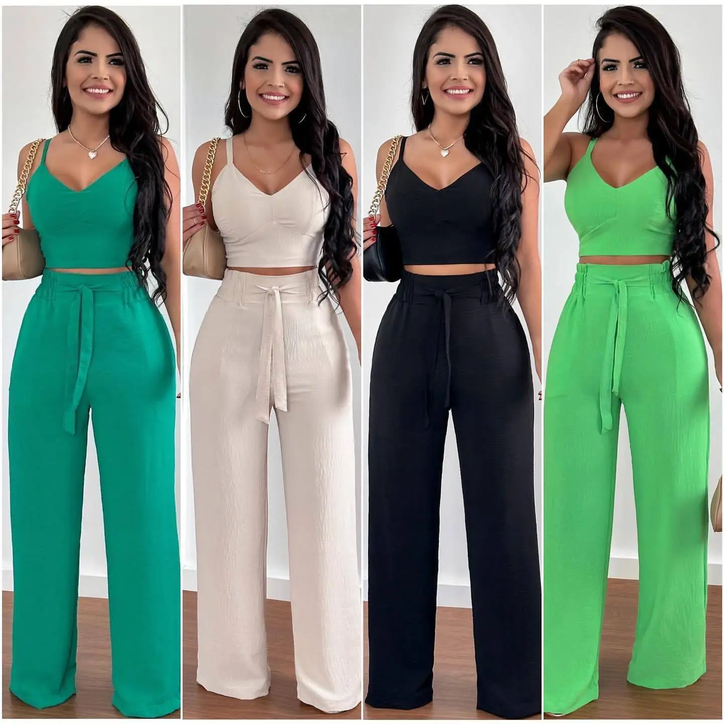 Women-s-Tank-Top-Pants-2-Piece-Sets-Sexy-High-Waist-Straight-Leg-Pants-Tweedelige-Outfit