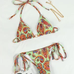 2-Piece Spaghetti String Triangle Thong Brazilian Bikini - Image 5