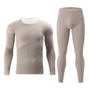 Top Brand 2-Piece Men's Solid Color Long-Sleeved Thermal Underwear Set - Image 3