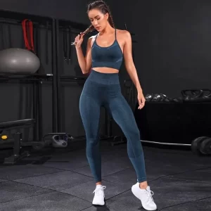 Top Brand 2-Piece Women's Seamless High Waist Leggings Yoga Set - Image 3