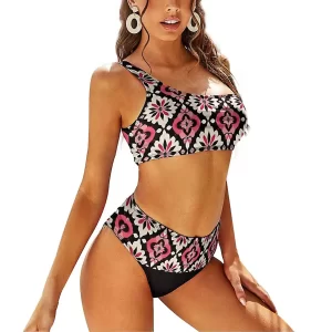 Top Brand Designer Red Pink Cross Stitch Bikini Swimsuit