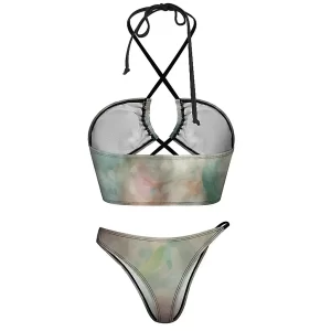 Top Brand Designed Pink Grey Mosaic Bikini - Image 3