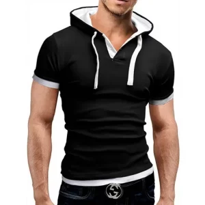 Top Men's Slim Fitness Hooded Short-Sleeved Tees - Image 5