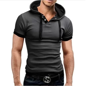 Top Men's Slim Fitness Hooded Short-Sleeved Tees - Image 3