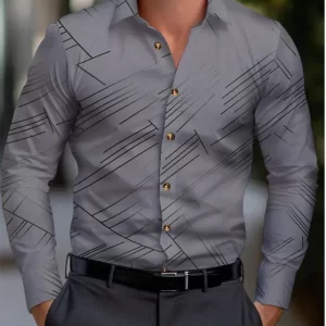 Men's Solid Color Striped Soft Comfortable Button Down Tops - Image 6