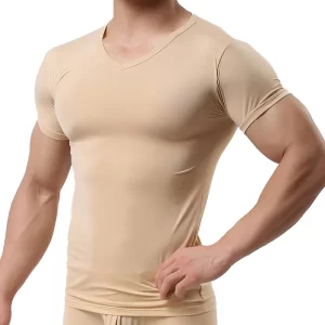 Top Men's Sexy Ice Silk Solid Color T Shirts - Image 5