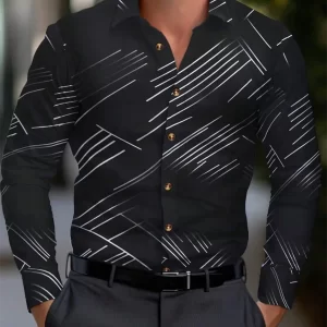 Men's Solid Color Striped Soft Comfortable Button Down Tops - Image 8