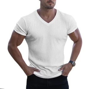 Top Men's V Neck Short Sleeve Slim Fit Sports T-shirt - Image 4