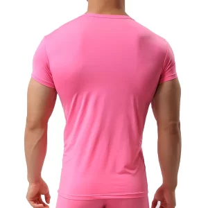 Top Men's Sexy Ice Silk Solid Color T Shirts - Image 3