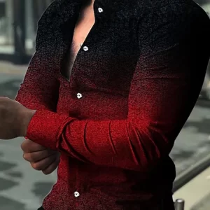 Top Luxury Liquid Gold Pattern Button Down Long Sleeved Shirts - Image 3